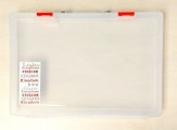 Transparent plastic portable file box (36.5 x 27 x 4.5cm)